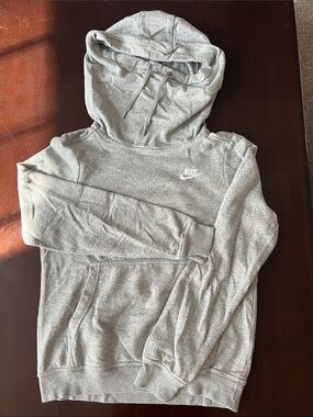 Nike Light Grey Pullover Hoodie with White Swoosh